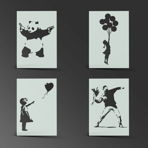 Banksy schablone mylar blatt - banksy,