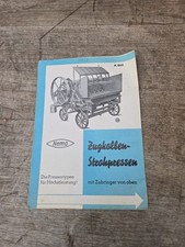 Zugkolben Strohpresse 1938 Werbekatalog