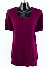 T-Shirt Gr. 40/42 Bordo Damen Kurzarm Strick-Shirt Oberteil RPW
