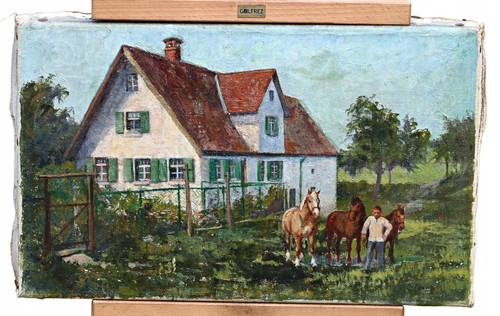 Bauernhaus mit pferden und - bauernhaus,