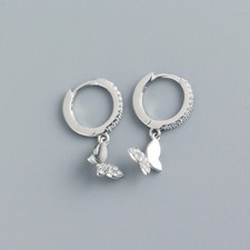 Creole Schmetterlinge Sterling Silber 925 mit Zirkonia Damen Ohrringe