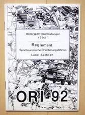 ADMV Sachsen - Motorsportveranstaltungen 1992 und Reglement Orientierungsfahrten