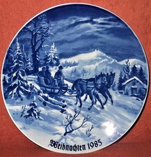 Weihnachtsteller  LICHTE  1985  Fine China  Echt Kobalt  Schlittenfahrt