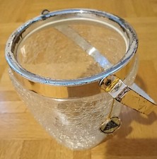 Vintage Eiswürfelbehälter Eiswürfeleimer Windlicht Crashglas, versilbertem Griff