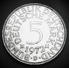 BRD   5  MARK 1972 D       S - SS       SILBER   ORIGINAL  FOTO