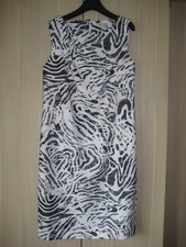 Damen Etui Kleid - Muster - 44 - creme-grau-schwarz