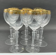 11 Jugendstil Weingläser mit Äzdekor. Saint Louis?