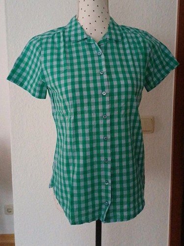 Bluse kurzarm grün kariert - bluse,