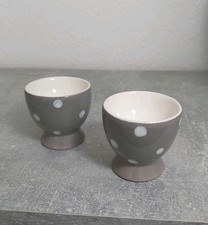 2 Eierbecher Polka Dot Grau Weiße Punkte Porzellan Porzellaneierbecher Ei