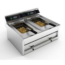 GASTRO ELEKTRO TISCHFRITEUSE 2x12L 2x9KW FRITTEUSE FÜR GASTRONOMIE