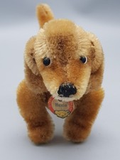 STEIFF Hund Dackel HEXIE mit Bärenkopfschild ca.9cm hoch/ ca.14cm lang gut