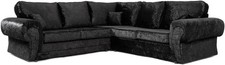 Ecksofa 5-Sitzer L-Form Crushed Velvet Hochlehner Modular Couch - Schwarz
