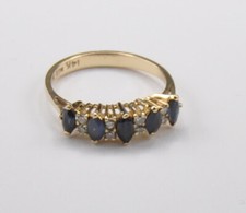 Memory Eternity Ring Saphir navette Diamant 585 Gold neu wertig