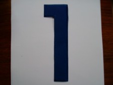 Zahl 1 Bügelbild blau Stoff