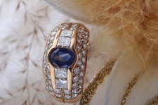 Saphir Ring 585 14Kt Gelb Gold Diamant Brillanten Safir Gr 54 Edel! -