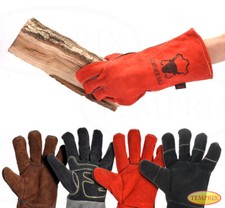 Kaminhandschuhe Ofenhandschuhe Kamin Hitzebeständig Ofen Leder Grillhandschuhe