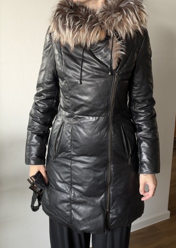 Leder daunenjacke mit - leder-daunenjacke,