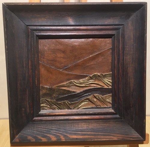 Lederbild holzrahmen ca - lederbild,