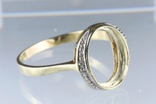 14kt Goldring ovale leere Fassung mit 2 Diamanten 585er Gold Schmuck Damenring