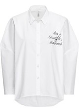 Oversized-Bluse mit Stickerei Gr. 36 Weiß Damentunika Bluse Top Neu R-Ware*