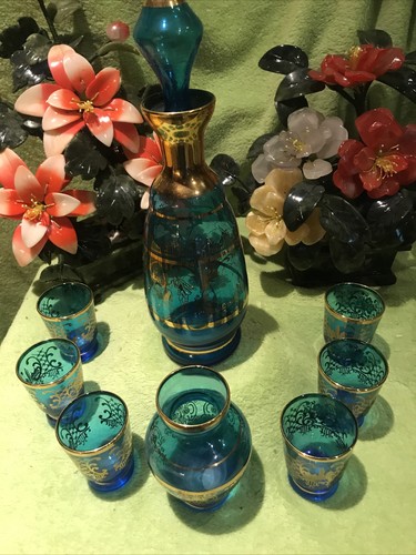 Likörset antik blau mit - blau,