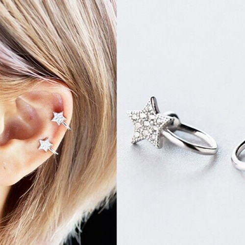Silber stern ear cuff - silber,