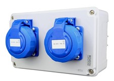 IP67 Wasserdicht Steckdosenverteiler 2x Schuko 230V, Stromverteiler 16A