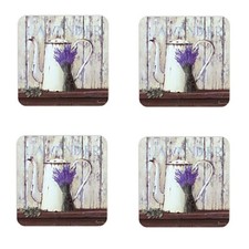 4 x Kork Untersetzer "Lavender