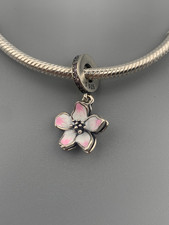 Kirschblüten Charm / Anhänger für Pandora, Blüte, Silber, Rosa