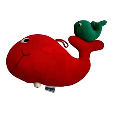 Sterntaler Spieluhr Wal mit Baby Delphine Fisch rot grün 70er Jahre Vintage RAR