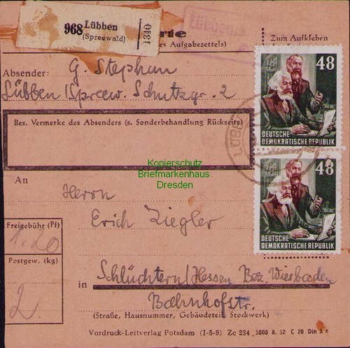 B19747 paketkarte ddr 351 mif - b19747,