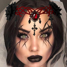 Gothic Blume Stirnband Strass Haarspange Party Kostüm Kopfschmuck Frauen