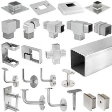 Geländerbauteile Vierkant Rohr Handlaufhalter Flansch Bodenanker Edelstahl V2A