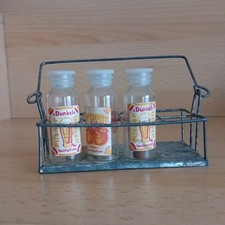 Kaufmannsladen Metall Getränke Kiste Korb 3 Flaschen DDR Spielzeug Vintage  rar