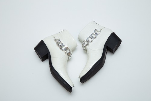 Weiße cuban heeled boots - boots, mit