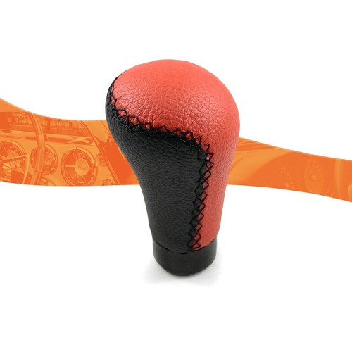 Schaltknauf schwarz rot leder - schaltknauf,