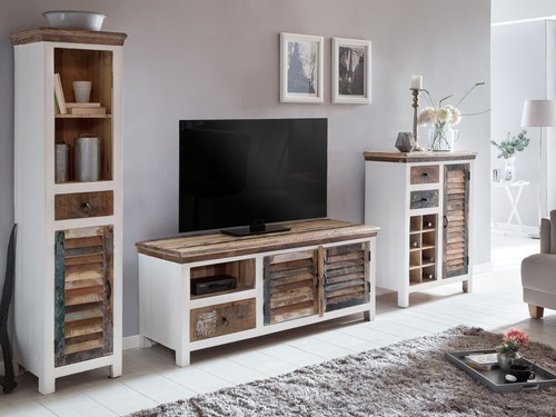 Wohnwand perth weiß holz - weiß,