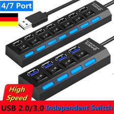 USB 3.0/2.0 Hub 4-7Port Splitter USB Verteiler Super Speed Adapter PC USB Laptop