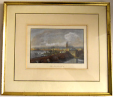 Frankfurt / M Gesamtansicht Stahlstich handcoloriert gerahmt um 1840 F. v. Foltz