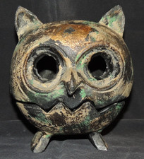 Metalleule Bronze Patina Räuchergefäß Kerzenhalter ca. 12cm Dekorfiguren Sammler