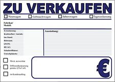 100x PKW Auto KFZ Verkaufsschilder A3 Autohandel Preisschild Druck 2-seitig blau