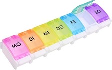 Jsdoin Tablettenbox 7 Tage 1 Woche Pillendose 7 Fächer Regenbogen Tablettenbox