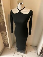 Bodycon Kleid Figurbetont Lang Bis Zum Knöchel Sexy schwarz schlicht S Rücken