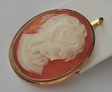 Brosche Anhänger Gemme aus 18Kt.Gold mit Muschel Kamee Vintage Cameo ♦️8082♦️
