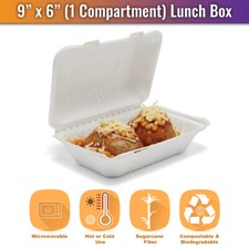 9"" x 6"" kompostierbare Brotdose - Lebensmittelbehälter zum Mitnehmen - Bagasseboxen, Öko