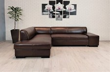 Glanz Echtleder Ecksofa Leder Eckcouch mit Bettfunktion und Bettkasten Ottomane