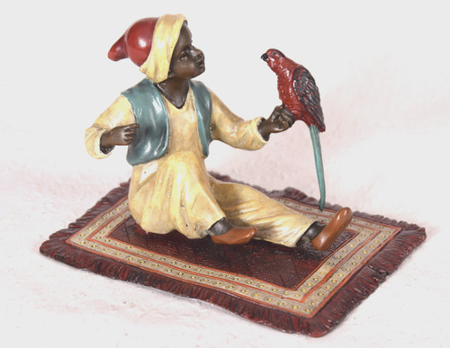 Bronzefigur araber mit papagei - bronzefigur,