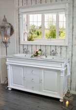 Land & Liebe - weißer Doppelwaschtisch mit heller Marmorplatte