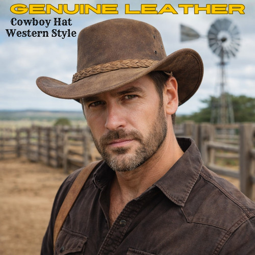Echt leder cowboyhut herren - echt,