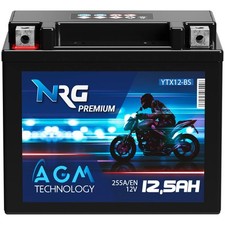 NRG YTX12-BS AGM Motorradbatterie 12V 12,5Ah Batterie statt 12Ah 51012 CTX12-BS